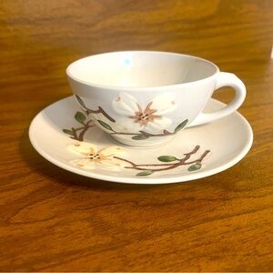 Vintage 1950's Orchard Ware California Pottery Dogwood Cup and Saucer